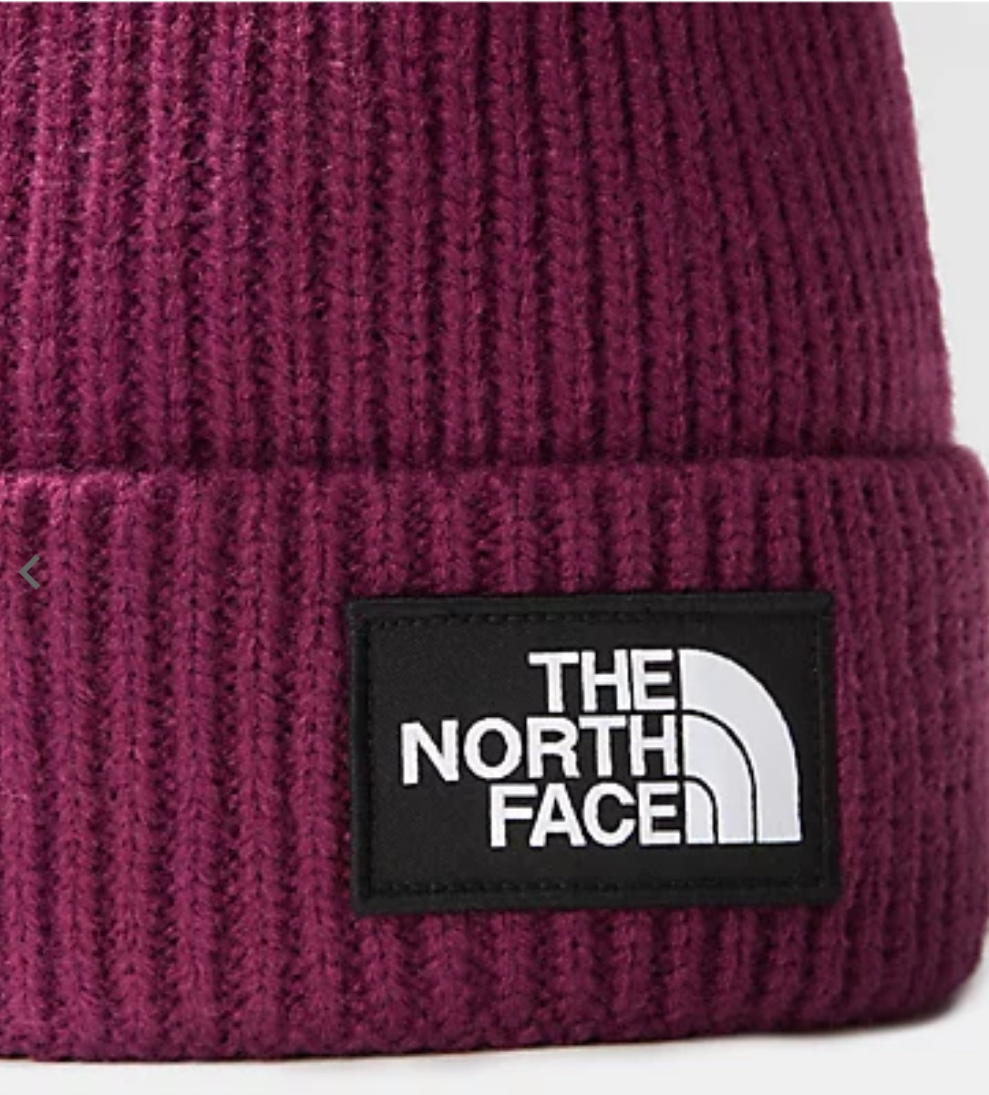 The North Face - Bonnet à revers avec logo carré - Rose